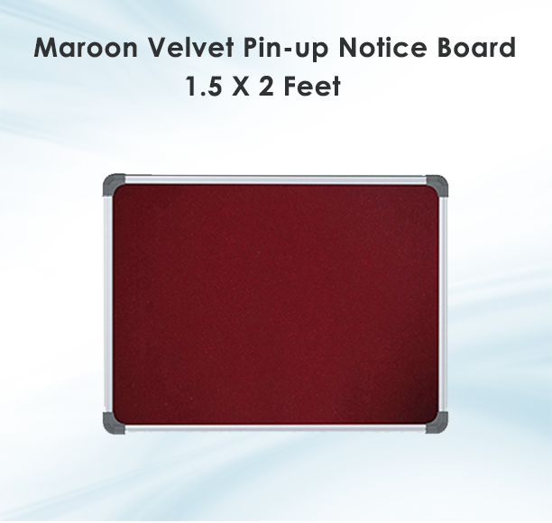 Maroon Velvet Pin-up Notice Board 1.5 X 2 Feet